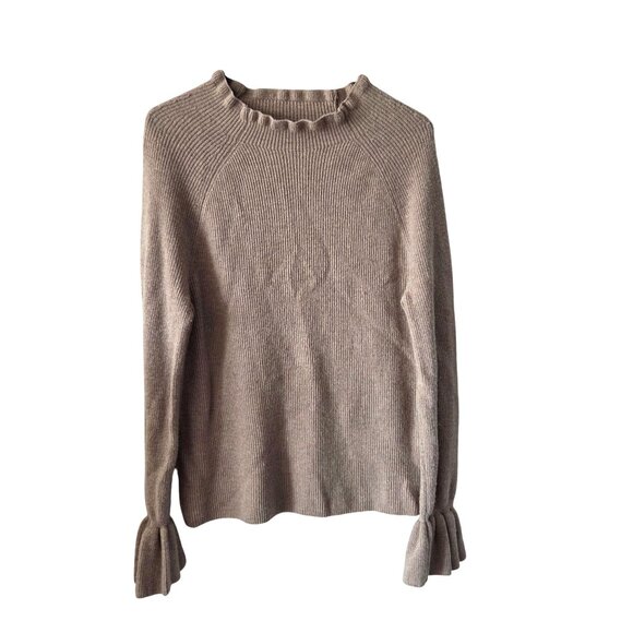 Banana Republic US Womens Large Merino Wool Cashmere Blend Ruffle Neck Sweater - Picture 1 of 9